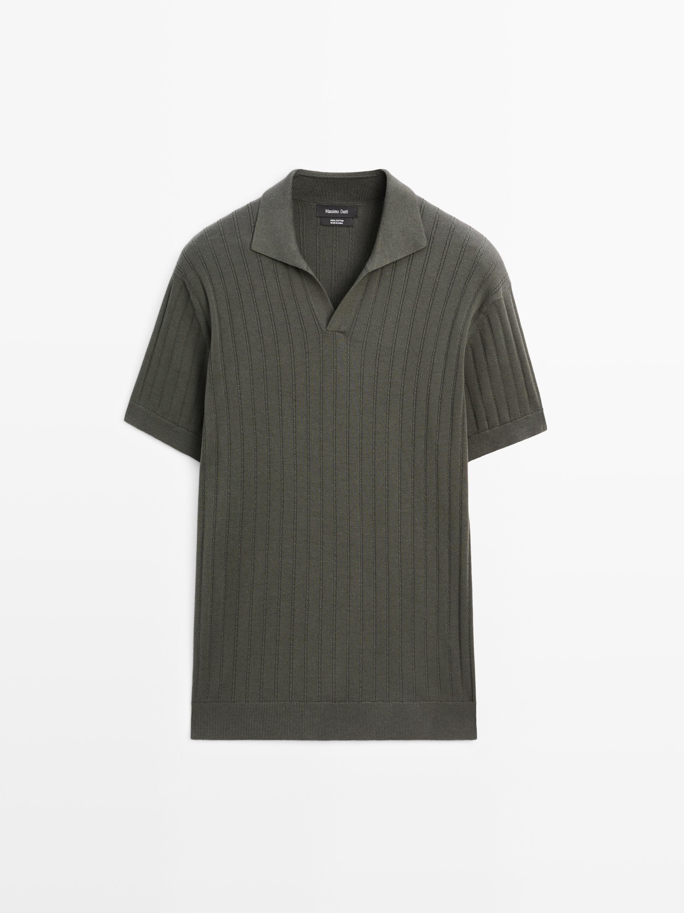 Cable-knit polo sweater